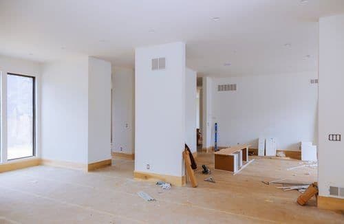 Newly finished interior being prepared for a post-construction cleaning in Chicago